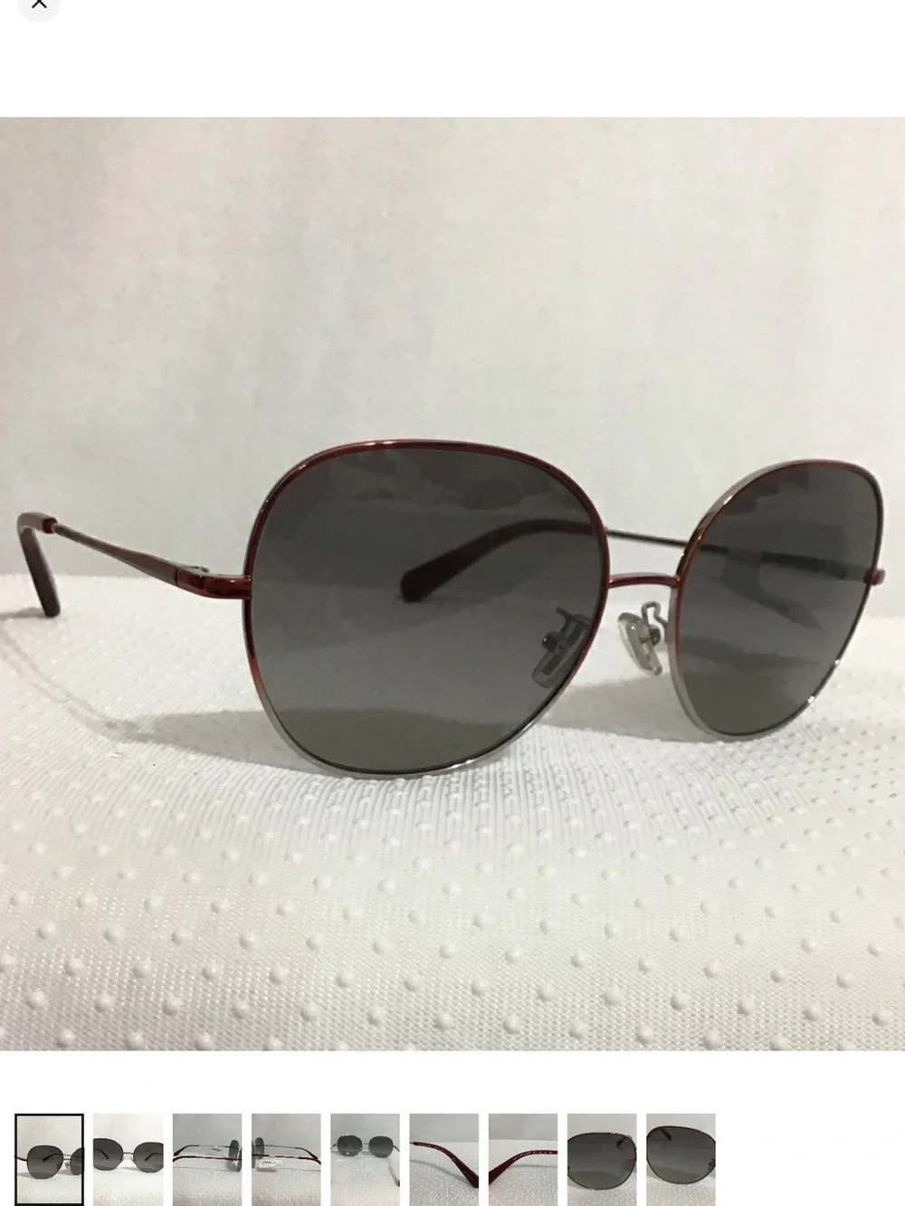 Women’s Red Metal Frame Sunglasses with Gray Lenses